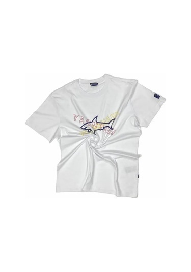 Paul Shark Baskılı Temel Kalın Pamuklu Tişö 422900029 Beyaz
