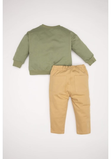 DeFacto Erkek Bebek 2'li Takım Bisiklet Yaka Ayıcık Baskılı Sweatshirt Beli Lastikli Pantolon D5402A524WNKH461 Haki DeFacto Erkek Bebek 2'li Takım Bisiklet Yaka Ayıcık Baskılı Sweatshirt Beli Lastikli Pantolon D5402A524WNKH461 Haki