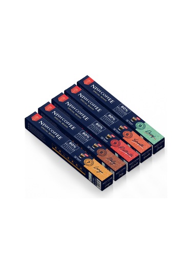 Nish Coffee Nespresso Uyumlu Kapsül Kahve 5'li Set Lungo,ıtaly,risteretto,smooth,decaf -50 Adet Kapsül Kahve
