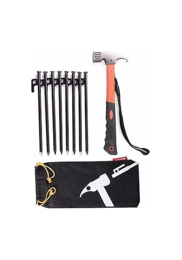 Bloomnest Shine Trip 25cm Dış Mekan Çadır Çivisi Ve Çekiç Seti, Kaynaklı Zemin Çivileri, Çok Fonksiyonlu Renkli Set Çok Renkli
