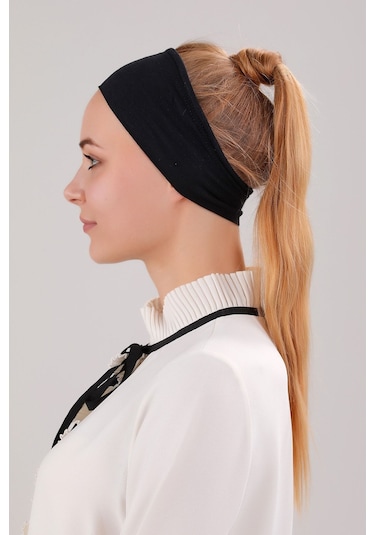 Sihirli Yapışkanlı Kaymayan Bandana Spor Bone Siyah Siyah
