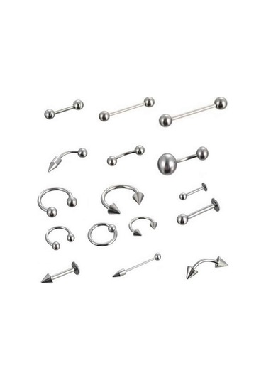 Sones 85 Adet Piercing Takı Paslanmaz Çelik Dudak Çivisi Kaş Çivisi Burun Çivisi Çok Renkli