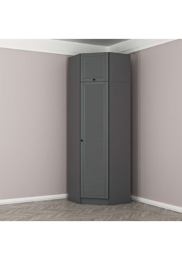 Kale 1 Kapaklı Köşe Dolap Antrasit Mebran Panjur + Yüklük 235cm Antrasit