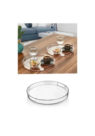 Yuvarlak Tepsi Füme Şeffaf Royaleks-82930