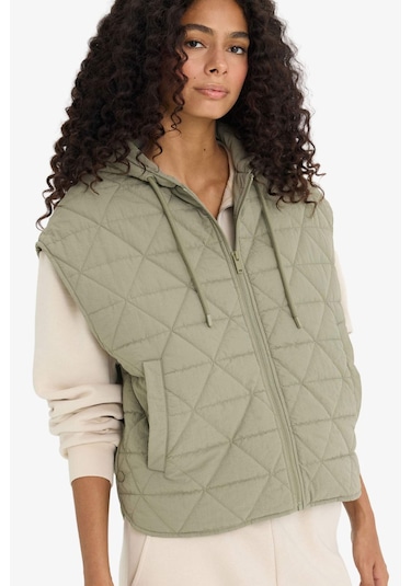 Defacto Relax Fit Kapüşonlu Kapitoneli Fermuarlı Yelek E8588ax25aukh405 Haki