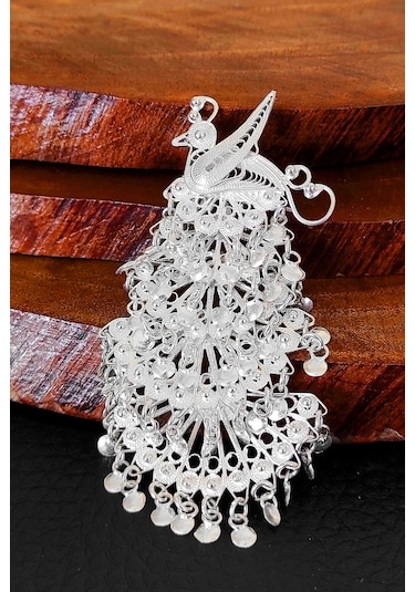 Telkari 925 Ayar Gümüş Broş Kadın Yaka Broşu BRS-162