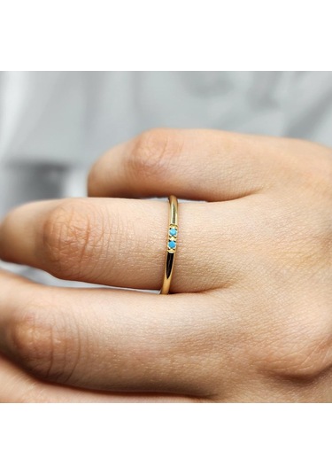 Firuze Turkuaz Taşlı 925 Ayar Gümüş Alyans Yüzük