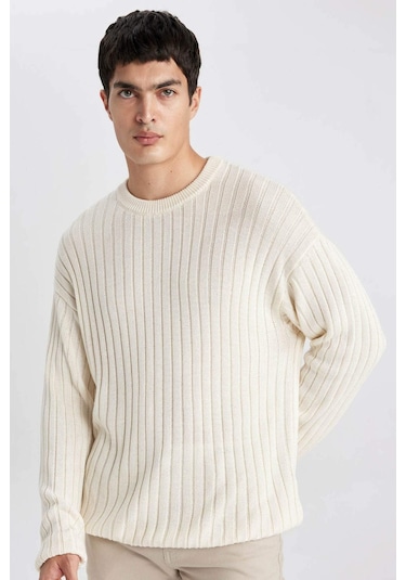 DeFacto Relax Fit Bisiklet Yaka Basic Düz Triko Kazak B9723AX24SPER100