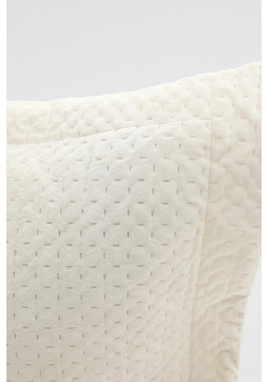 Lidia Kadife Çift Kişilik Yatak Örtüsü Takımı - Krem