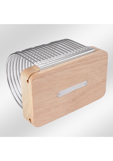 Neevoyu Ahşap Ve Paslanmaz Çelik Ekmek Dilimleyici, Evde Tam Dik Dilimler, Kırıntı Toplayıcı Tabak, Mutfak Ve Fırın Aracı Ahşap