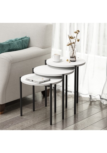 Sunny 3 Lü Zigon Sehpa Beyaz