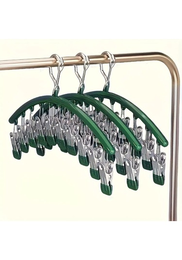 Fochsia 4 Renk Seçenekli Yeşil 10 Askılı Dayanıklı Pantolon Askısı, Etek Ve İç Çamaşırı İçin Yeşil