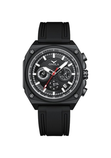 Novahub Onola-modaya Uygun Kare Yeni Erkek Çok Fonksiyonlu Quartz Su Geçirmez Kordon Saat Işıklı Takvimli Saat Siyah Siyah