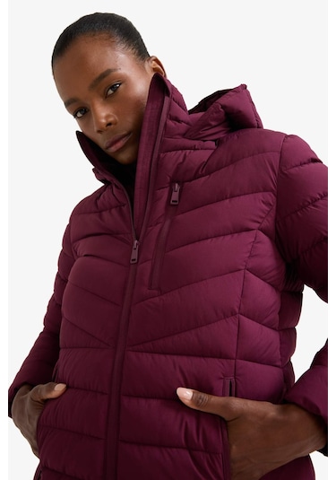 Defacto Defactofit Su İtici Regular Fit Kapüşonlu Şişme Parka Mont C6035ax25wnbr232 Bordo-br232