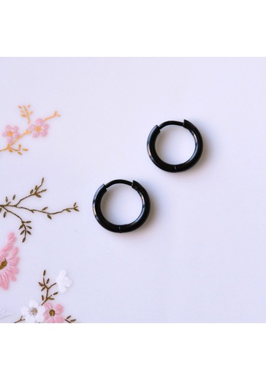 10 Mm Cerrahi Çelik Siyah Halka Küpe Siyah