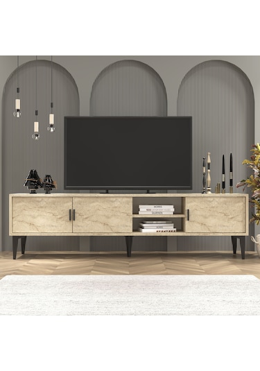 Marin Tv Ünitesi Tv Sehpası 180 Cm Traverten Mermer Desen