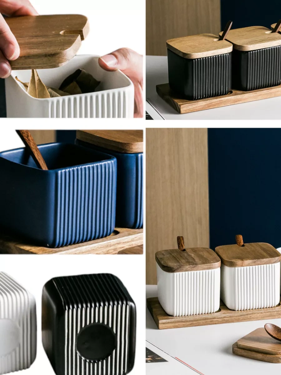 Arthomes Şekerlik Ve Tuzluk, Kapaklı Ve Kaşıklı Stand Üzerinde. 230274328 Siyah