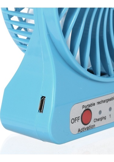 Fortunelane Mavi Usb Fan Masaüstü 3 Hızlı Led Işıklı Ofis Kullanımı/