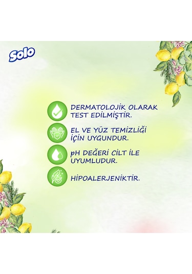 Solo Doğal Hijyen Limon&biberiye Islak Mendil 12'li 600 Yaprak