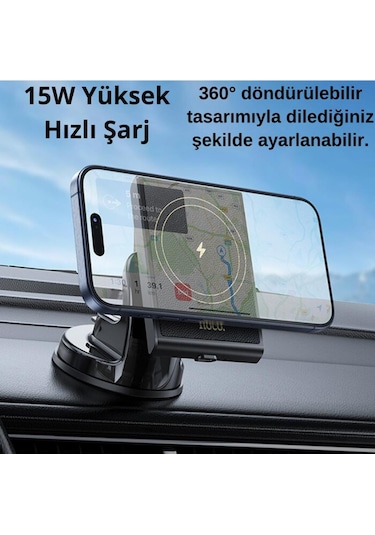 Coofbe Torpido Üzeri Magsafe 15w Kablosuz Araç Şarjı Telefon Tutucu İphone 12 13 14 15 Pro Max Uyumlu
