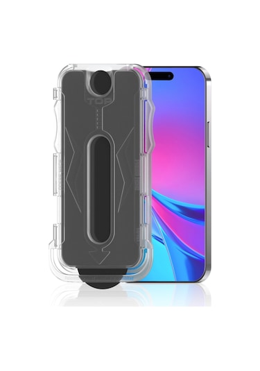 Noktaks - İphone 15 Pro Uyumlu - Ekran Koruyucu Kolay Uygulama Aparatlı 5d Magic Privacy Glass Hayalet Cam Ekran Koruyucu - Şeffaf