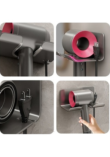 Dancemonkey Cbtx Evrensel Saç Kurutma Makinesi Duvara Monte Yapışkanlı Organizatör Stand - Siyah Siyah