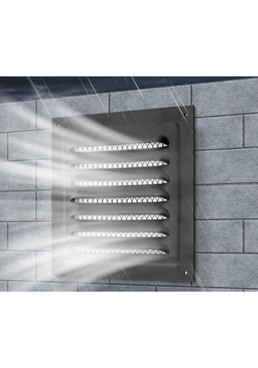 Yaleker 2 Adet 150x150mm Siyah Alüminyum Louvre Vantiliasyon Izgarası - Dış Cephe, Garaj, Tavanlar İçin Böcek Ağı Eşliğinde