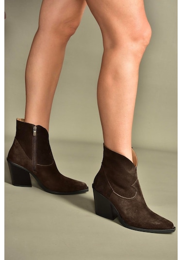 Fox Shoes V654081902 Kahverengi Hakiki Deri Süet Kalın Topuklu Western Kovboy Kadın Bot Kahverengi Fox Shoes V654081902 Kahverengi Hakiki Deri Süet Kalın Topuklu Western Kovboy Kadın Bot Kahverengi