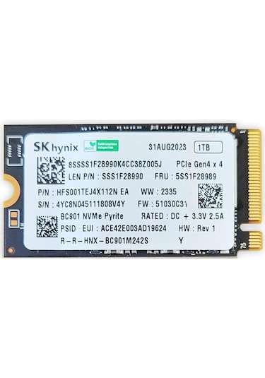 Sk Hynix Hfs001tej4x112n 1tb 4500/3500mb/s M.2 2242 Pcıe 4.0 Nvme Ssd