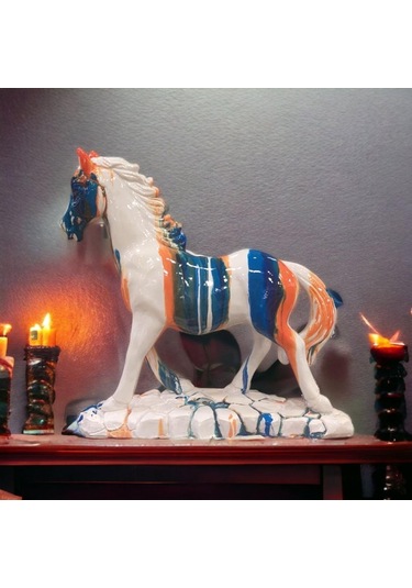 T.concept Dekoratif Sakin Beyaz At Biblo Renkli 35 X 35 Cm