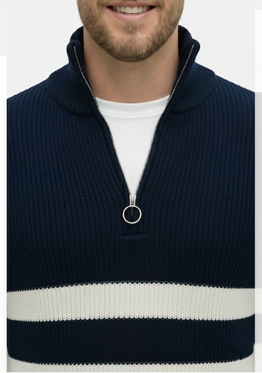 Deepsea Erkek Lacivert Yarım Fermuarlı Oversize Kesim Triko Kazak Pamuklu Yumuşak Örgü Çizgili Kazak 2608513 Lacivert Deepsea Erkek Lacivert Yarım Fermuarlı Oversize Kesim Triko Kazak Pamuklu Yumuşak Örgü Çizgili Kazak 2608513 Lacivert