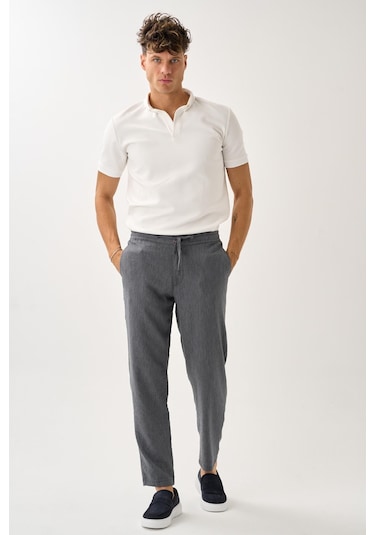 Alexandergardi Smart Casual Dokulu Pantolon Antrasit