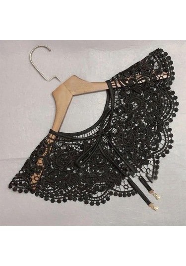 Padalink Beyaz Kırık Desenli Çıkabilir Kumaş Yaka, Kadınlar İçin Stili Artıran Dekoratif Nakışlı Shawl Çok Renkli