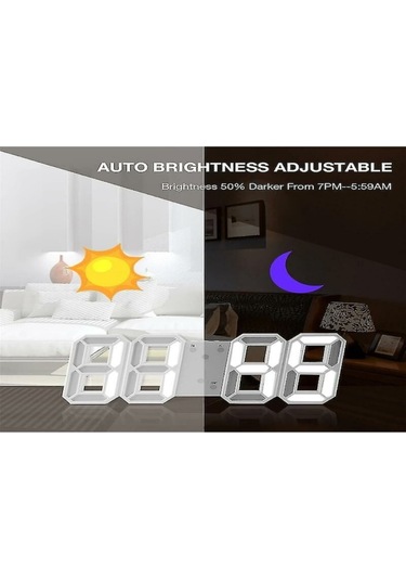 Youtek Beyaz Led Dijital Saat - 8 Karekter 3d Sayı, Usb Ve Dahili Pil, Duvar/üstü Oda Zamanlayıcı Diğer