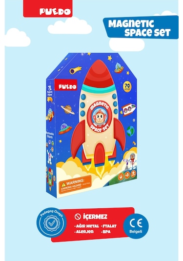 Puedo Manyetik Oyun Seti - Uzay 70 Parça