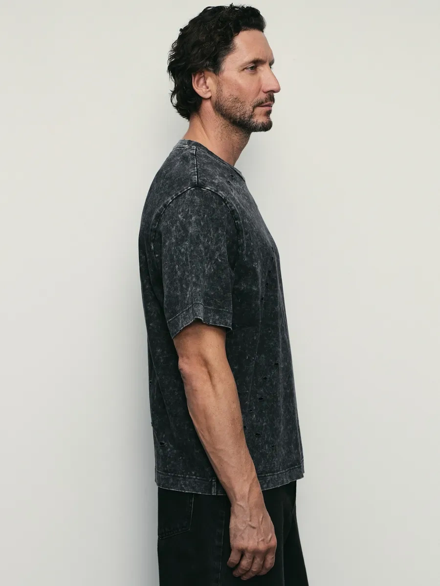 Zarına Düz Kesimli Yıkama Etkili Spor Tişört. 311716072 Koyu Gri