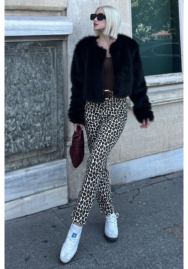 Madmext Siyah Bisiklet Yaka Kadın Suni Kürk Mont Mg2176 Siyah