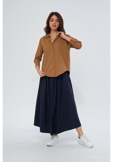 Volanlı Uzun 94cm Etek 1170 Lacivert
