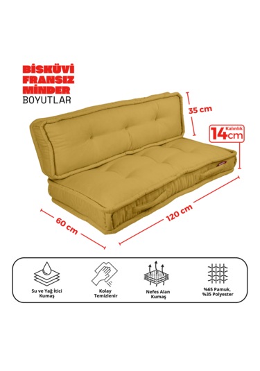 Xpermate Bisküvi Minder Petek Önü Fransız 60x120x14 Hardal