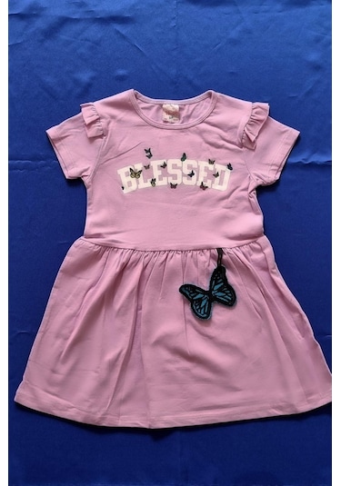 Trade Bazaar Kız Çoçuk Kelebek Baskılı Elbise-lila Lila