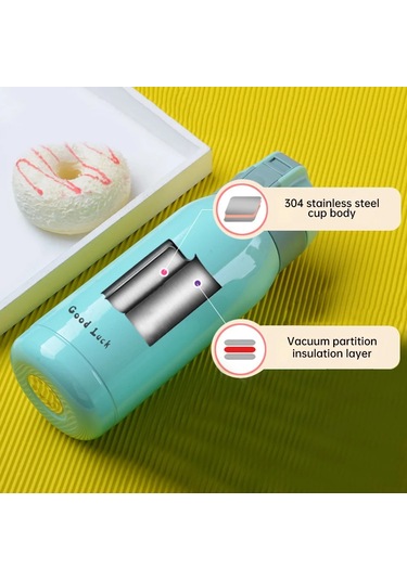 Good Luck Sevimli Termos Paslanmaz Çelik Termos Yeşil 360 ML