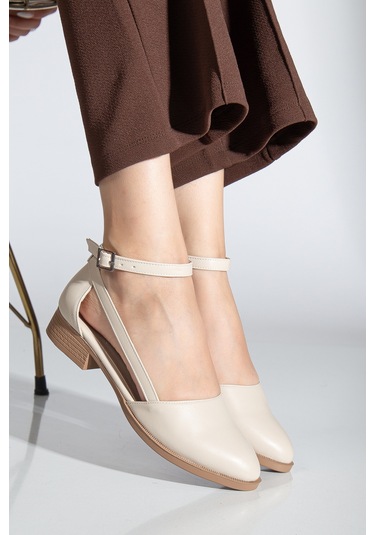 Rayna Kısa Topuk Cilt Ayakkabı Bej