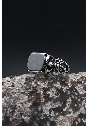 Akrep Figürlü Oniks Taşlı 925 Ayar Gümüş Yüzük 902359 Gümüş