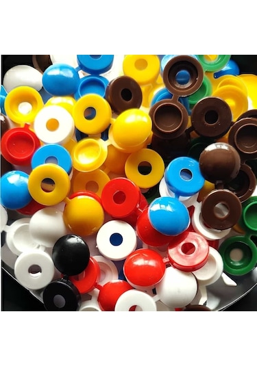 100 Adet Menteşeli Siyah Plastik Vida Kapağı, Vida Gizleme Kapağı