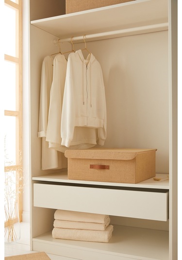 Ocean Home Textile Jüt Kapaklı Kutu 48 x 40 x 19 cm