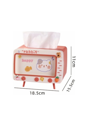 Createtech Gri-sevimli Çok Fonksiyonlu Doku Kutusu Ev İçin Kawaii Tutucu Kare Masaüstü Dekor Tv Doku Kutusu Kasa Pembe Telefon Tutucu Depolama Organizatör/ Pembe