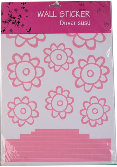 Sıa Duvar Süsü Sticker Pembe Papatyalı Şeffaf Filmli Pvc