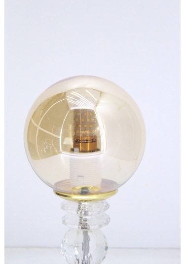 Kristal Taşlı Masa Abajuru Gece Lambası Yatak Başı Lambası Füme