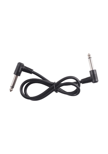 Ruicoo Gitar Pedalı Bağlantı Kablosu 6.35mm Dairesel Uç 60cm - Sağ-açılı, Oksijen Bakır Çekirdekli, Siyah, 1 Adet Rpc-60