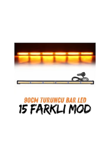 Turuncu Tepe Çakar Bar Led 90cm 12-24v Off Road Çekici Traktör İkaz Lambası Çakar 17 Modlu